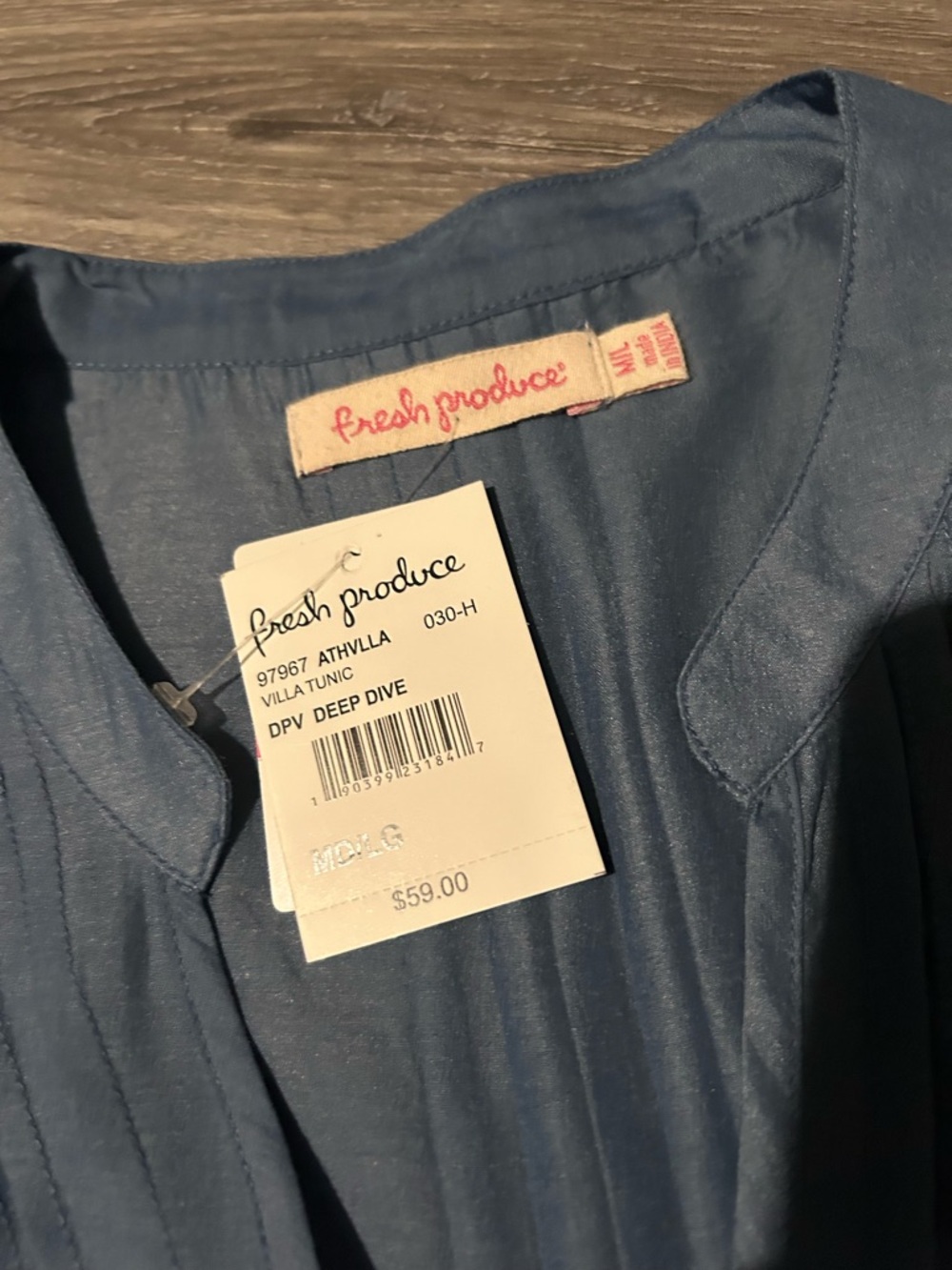 fresh produce Slate Blue Pintuck V-Neck Tunic - Picture 5 of 7